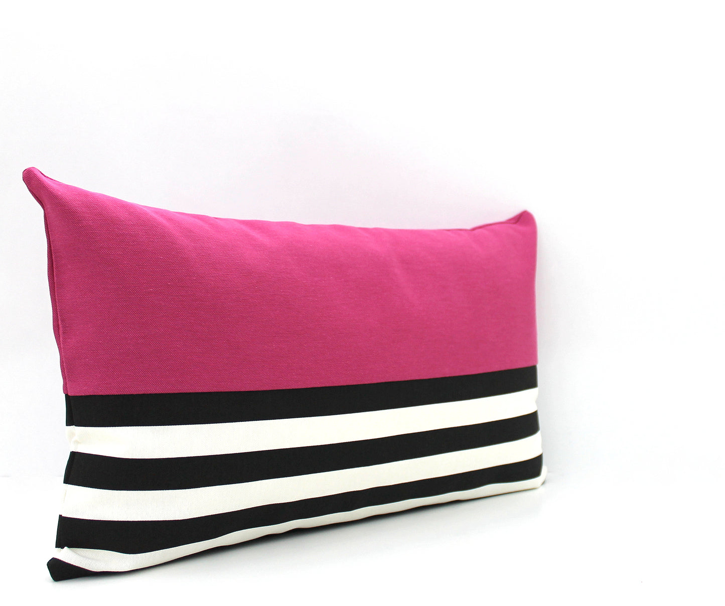 Hot Pink, Black and White Colorblock Pillow Cover (Fuchsia or Magenta Optional)
