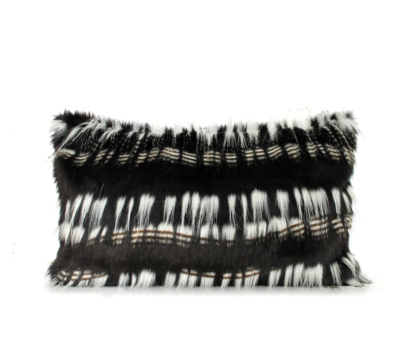 Luxury Black and White Faux Fur Pillow Cover - Custom Backing Color