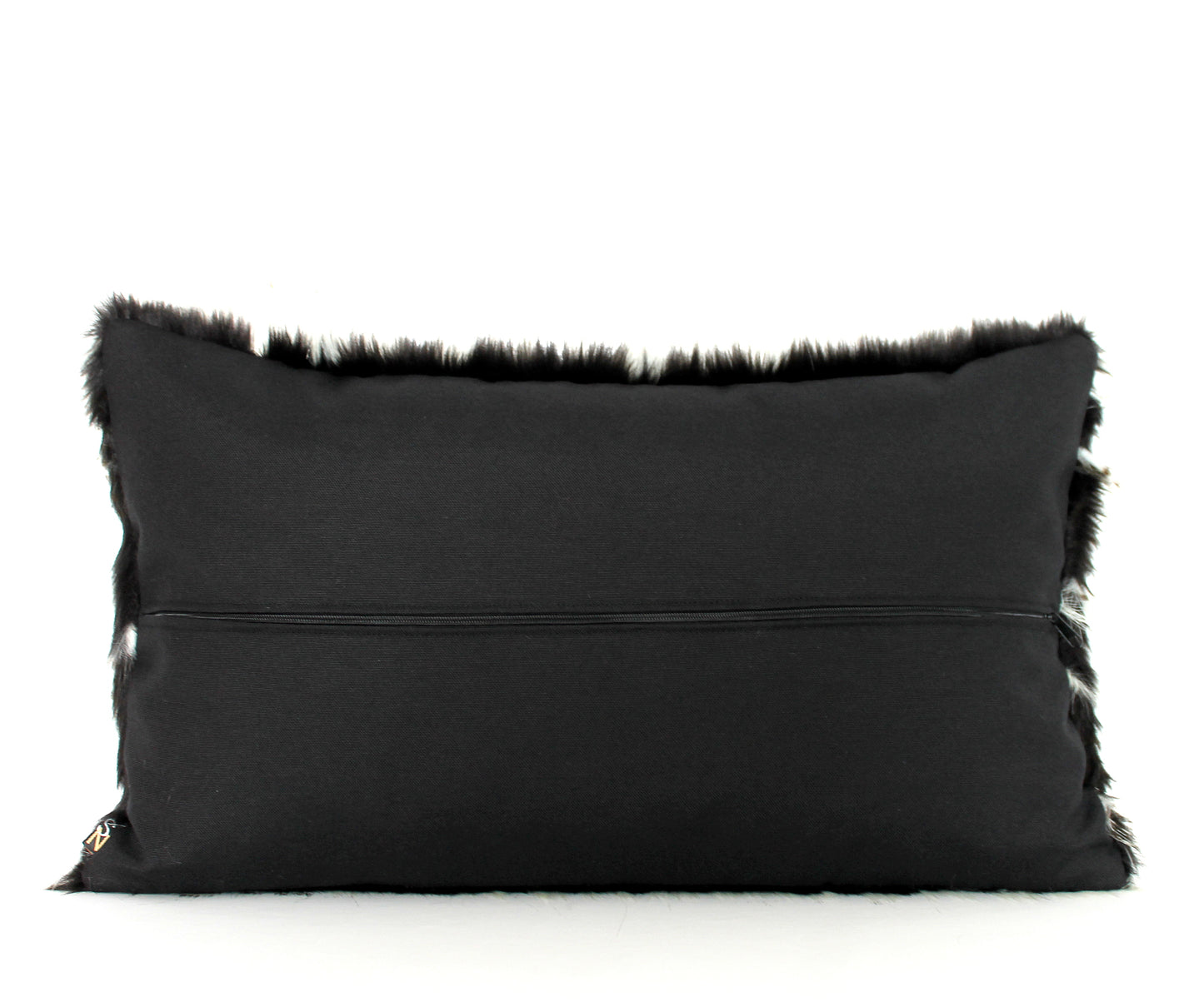 Luxury Black and White Faux Fur Pillow Cover - Custom Backing Color