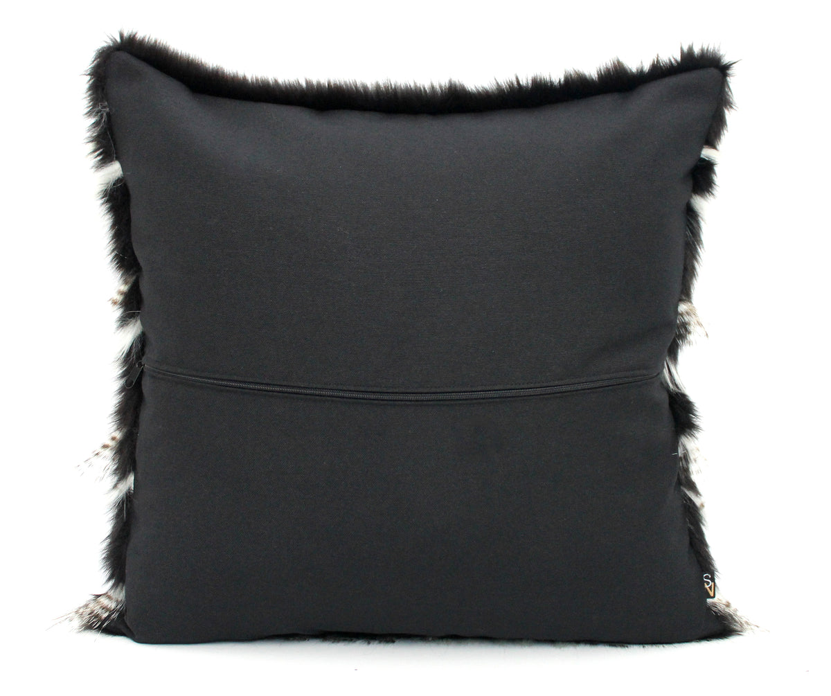 Luxury Guinea Fowl Feather Faux Fur Pillow Cover - Custom Backing Color