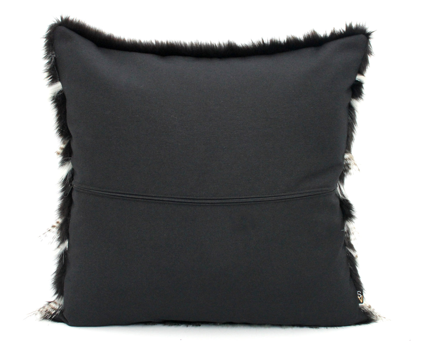 Luxury Black and White Faux Fur Pillow Cover - Custom Backing Color