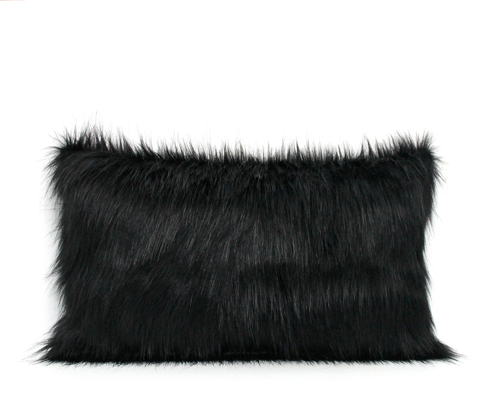 Luxury Black Faux Fur Lumbar Pillow Cover Custom Backing Color SNdsigns