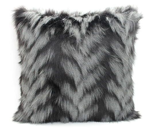 Luxury Guinea Fowl Feather Faux Fur Pillow Cover - Custom Backing Color