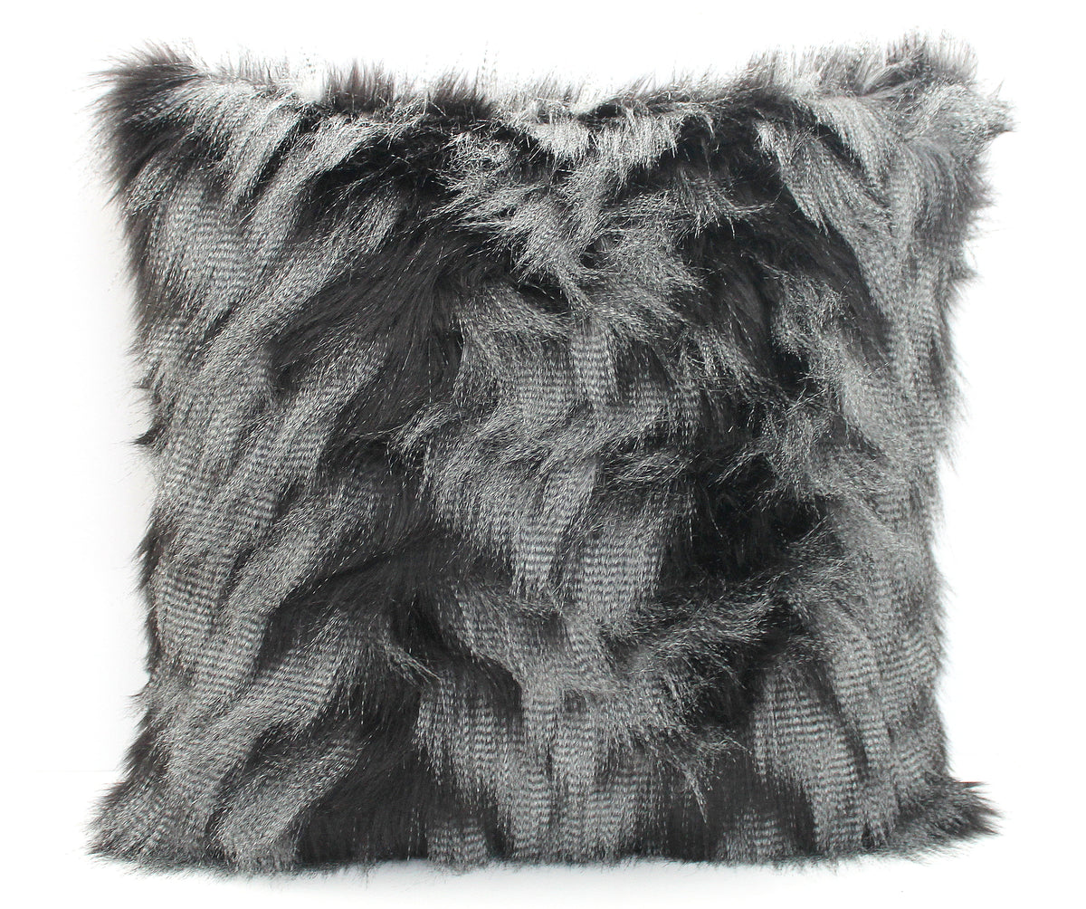 Luxury Guinea Fowl Feather Faux Fur Pillow Cover - Custom Backing Color