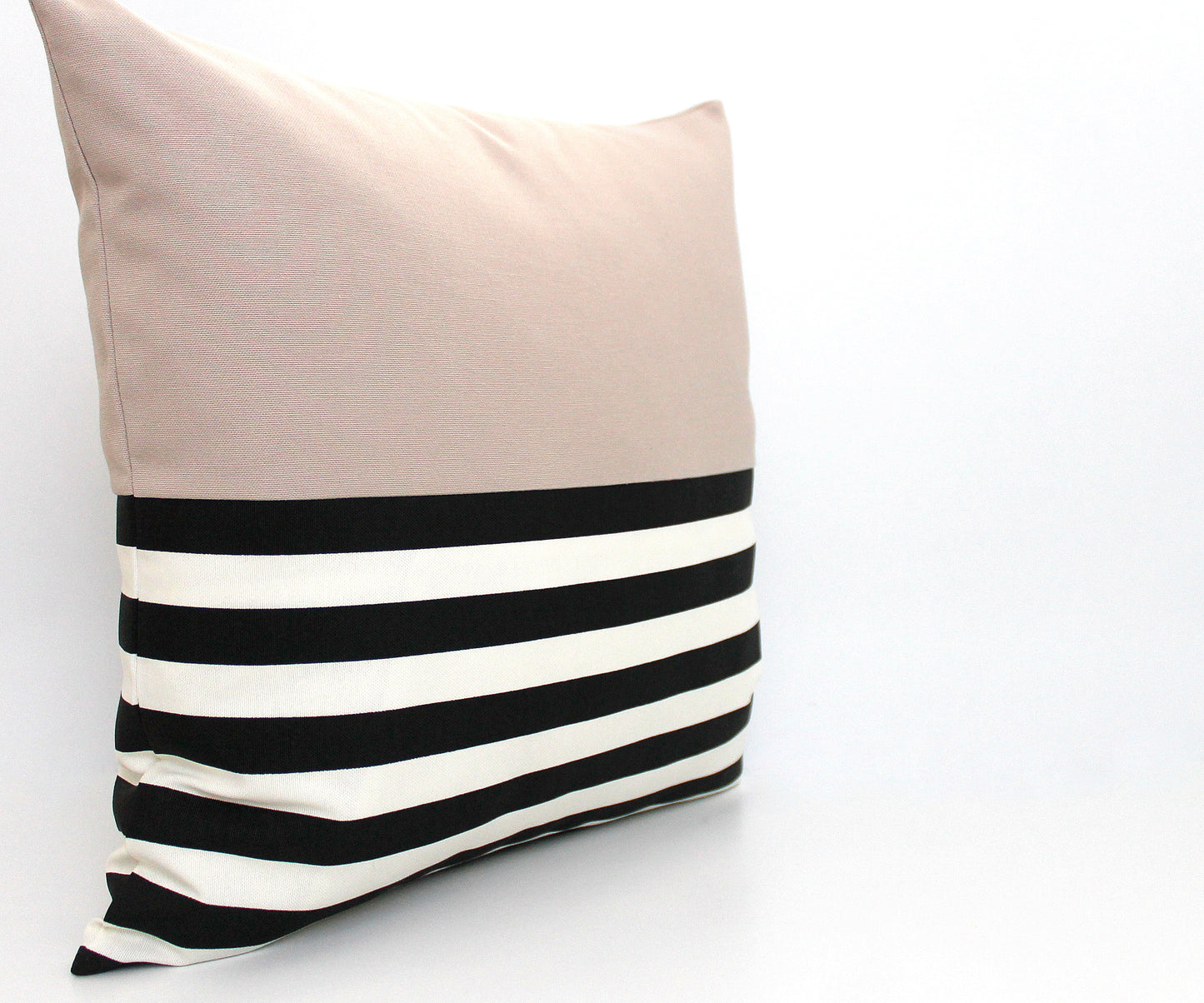 Stone with Black and White Stripes Colorblock Pillow Cover