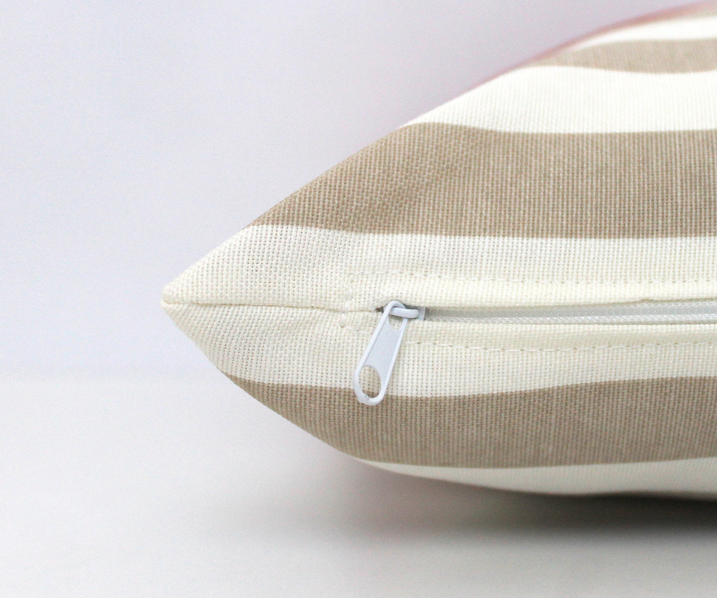 Rust with Beige and Off-White Stripes Colorblock Lumbar Pillow Cover