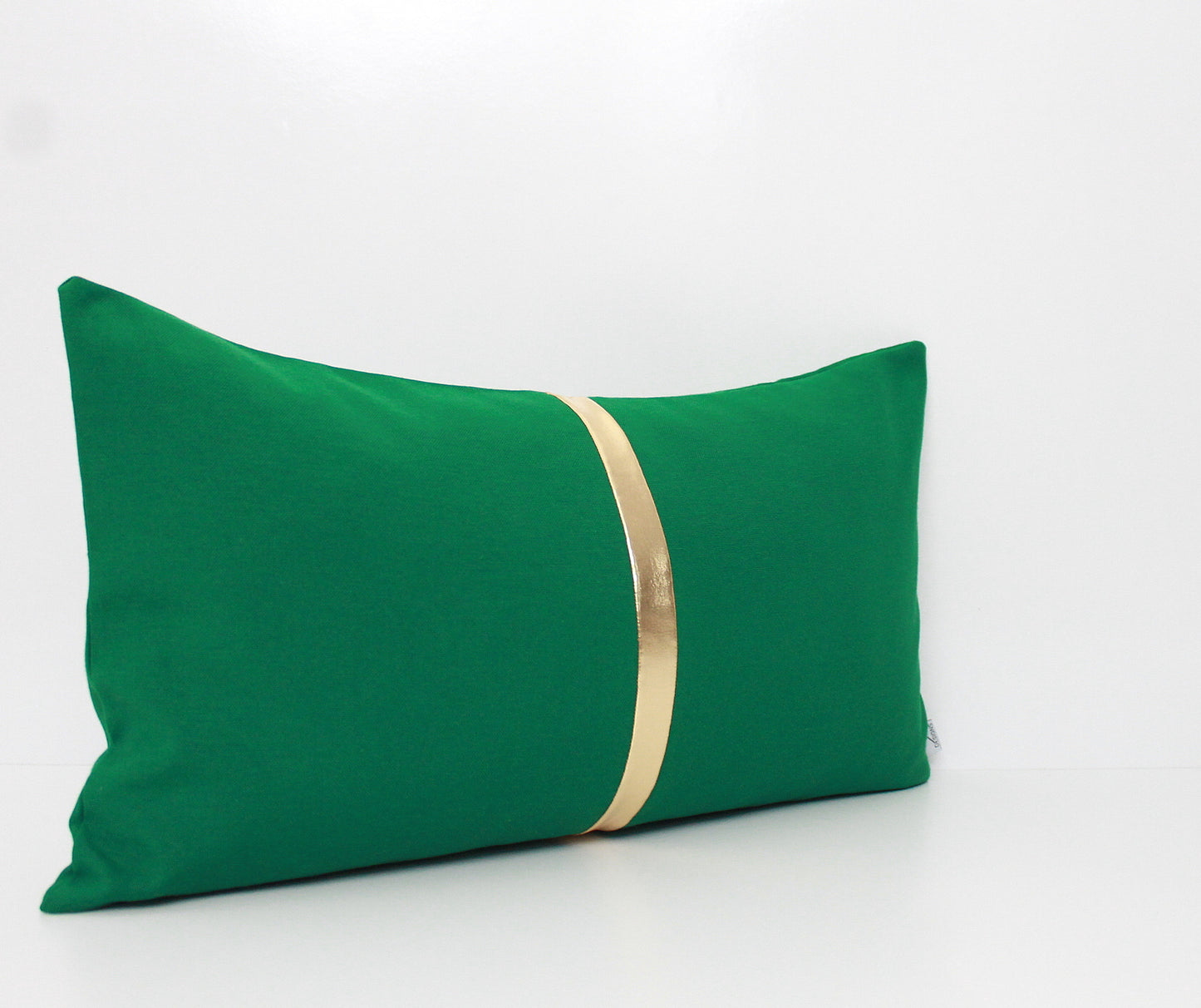 Kelly Green and Gold Colorblock Pillow Cover Custom Metallic Stripe Color