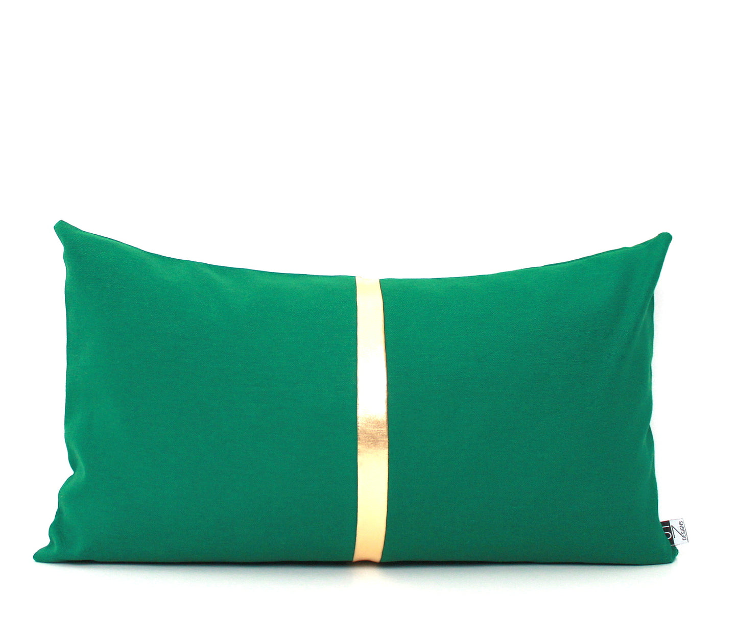 Kelly Green and Gold Colorblock Pillow Cover - All Sizes, Custom Metallic Stripe Color