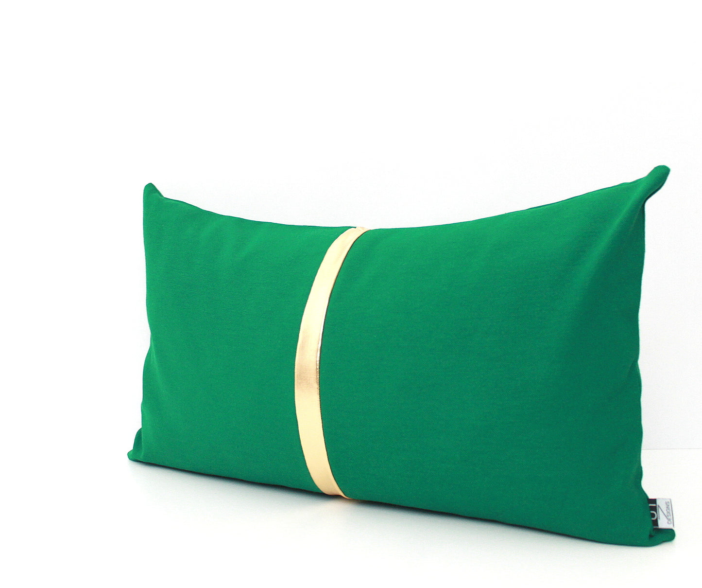Kelly Green and Gold Colorblock Pillow Cover - All Sizes, Custom Metallic Stripe Color