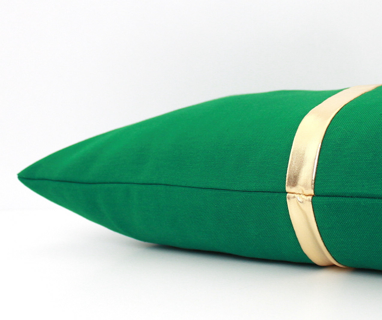 Kelly Green and Gold Colorblock Pillow Cover - Custom Metallic Stripe Color