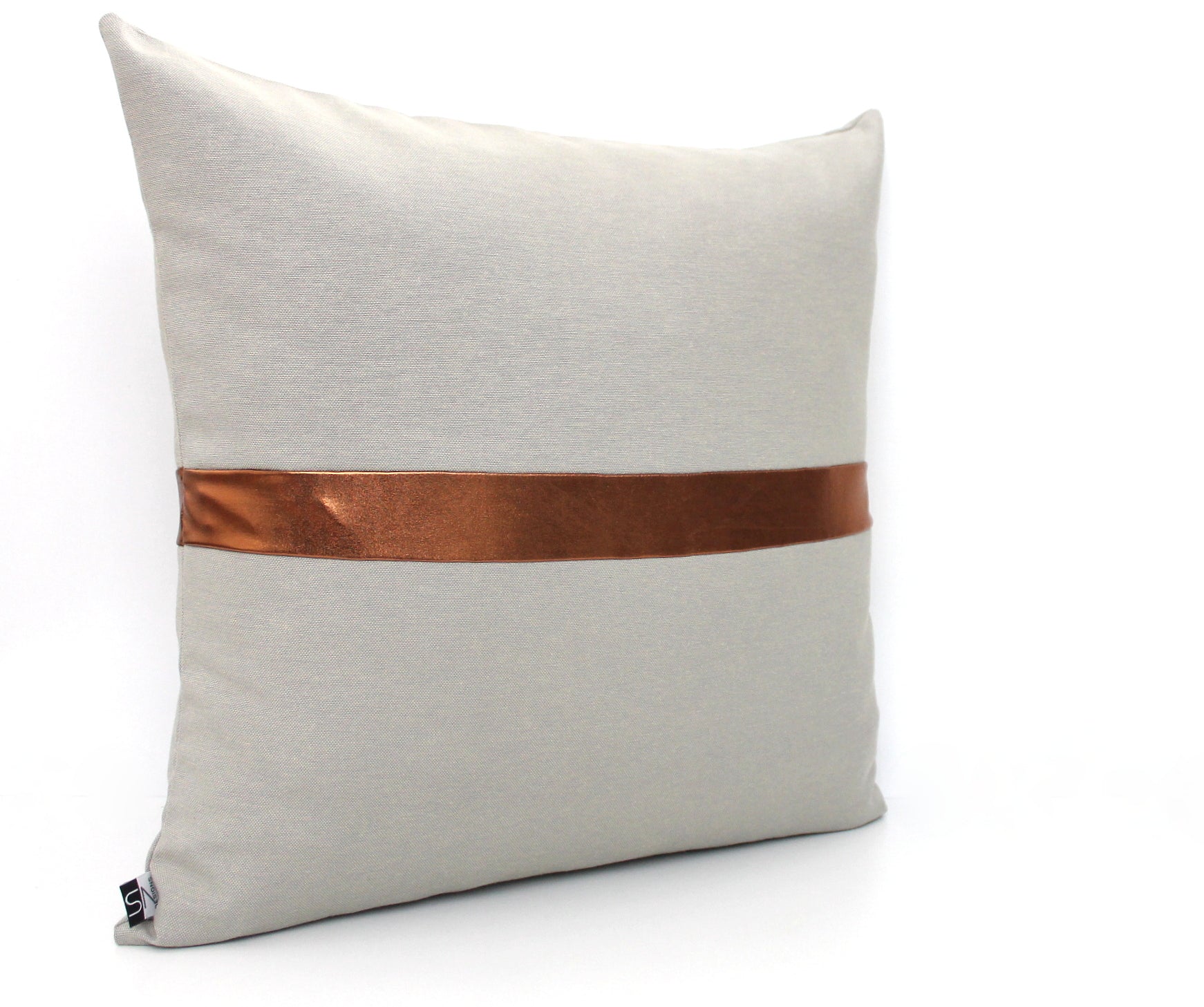 Light Grey and Copper Colorblock Pillow Cover Custom Metallic Stripe Color