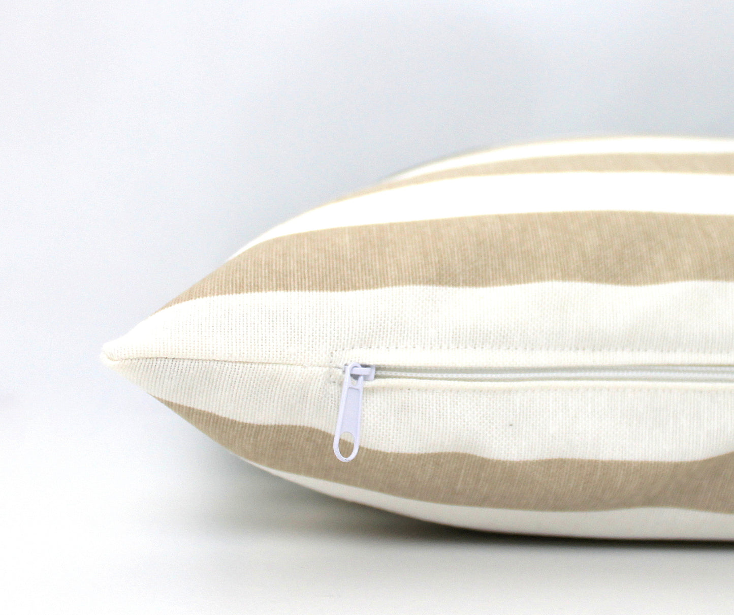 Olive Green With Beige and Off-White Stripes Colorblock Lumbar Pillow Cover