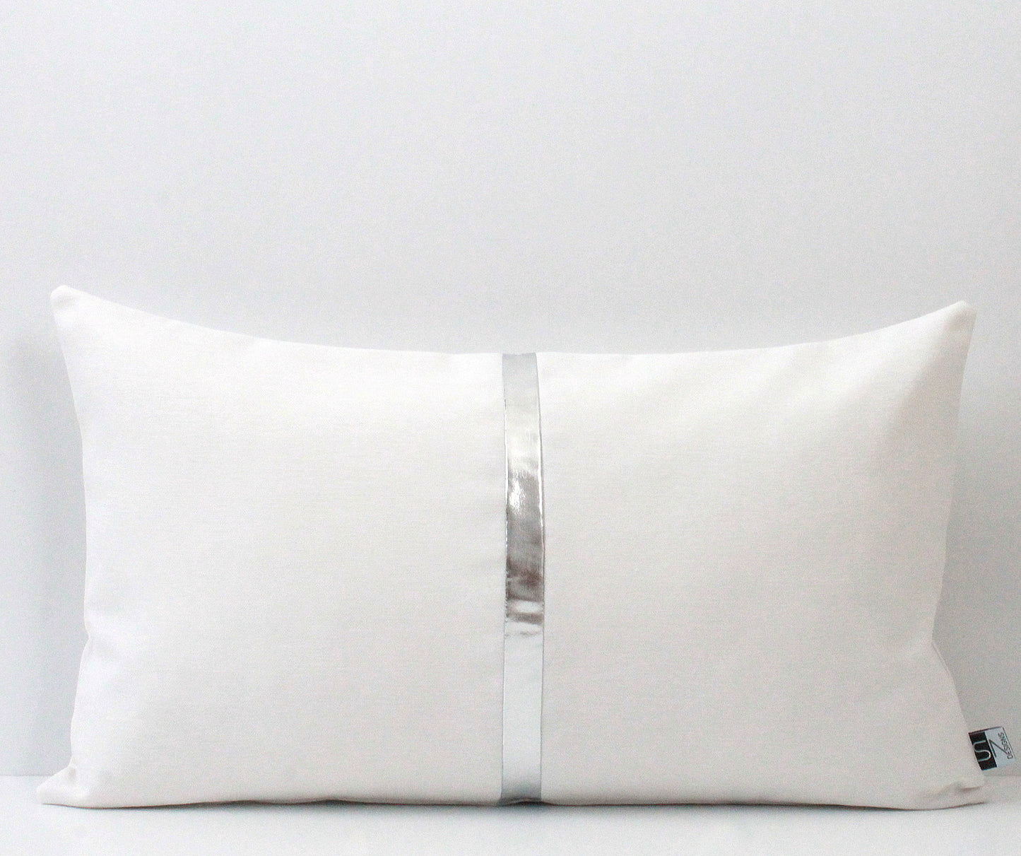 White and Silver Colorblock Pillow Cover